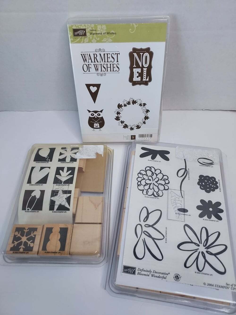 Stampin' Up! WARMEST OF WISHES, BLOOMIN WONDERFUL, BOLD SHAPES Wood Rubber Stamp